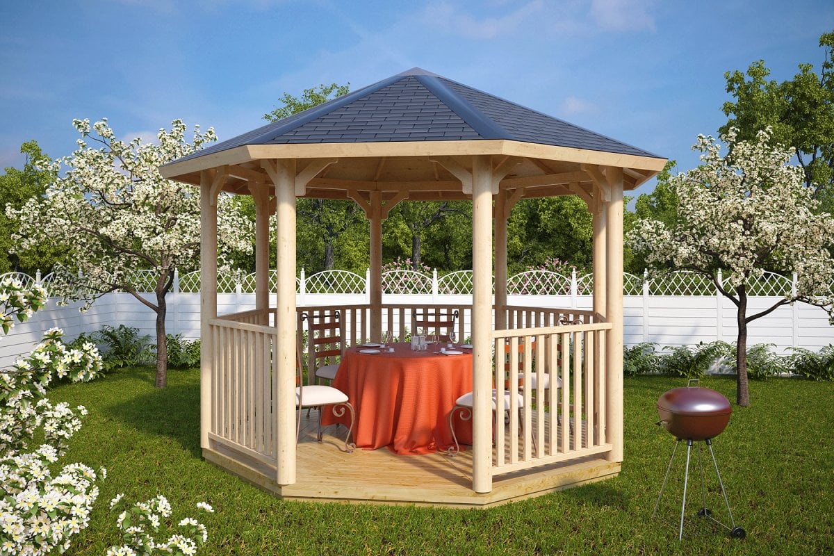 Wooden Garden Gazebo UK Elizabeth L 9,5m� / 3,5 x 3,5 m ...