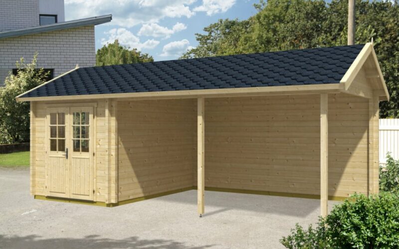 Wooden Carport Arthur with Tool Shed 21m² / 70mm / 3,5 x 7 m