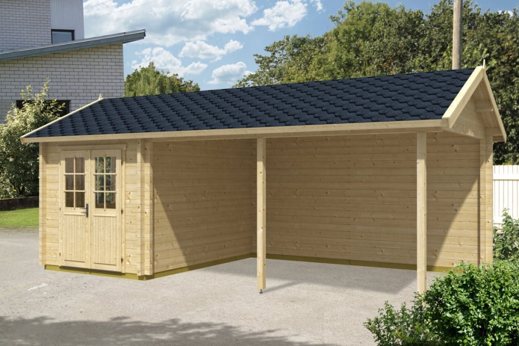  / Wooden Carport Arthur with Tool Shed 21mÂ² / 70mm / 3,5 x 7 m