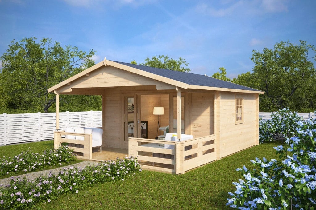 Summer house with Veranda Franz 15m² / 44mm / 6 x 4 m ...