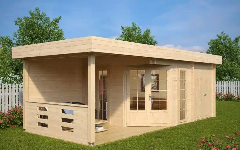 Summer House with Shed Paula 12.5m² | 44mm | 7.5×3.2 m