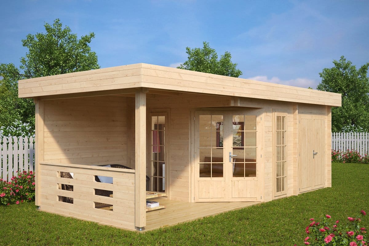 Summer House with Shed Paula 12,5m² / 40mm / 7,5 x 3,2 m 