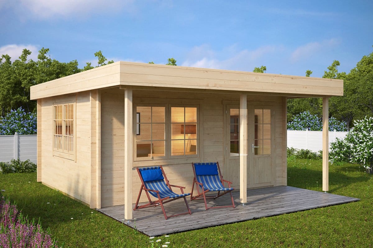 Garden Summer House with Canopy Ian C 18m² / 58mm / 5 x 4 ...