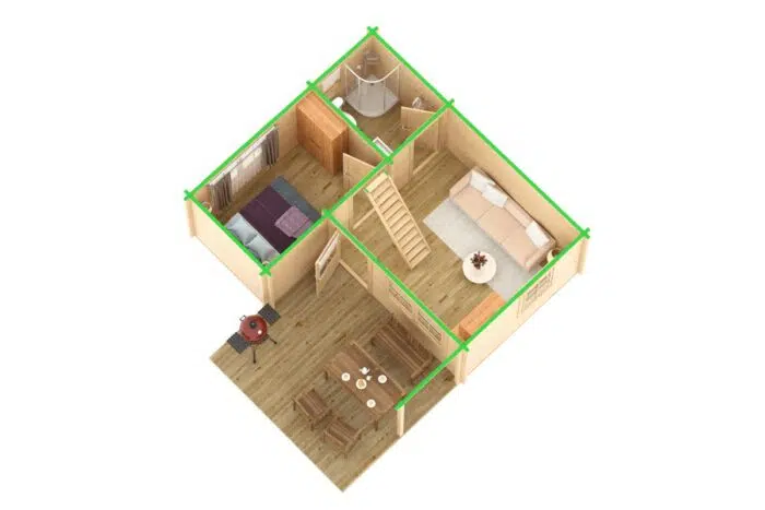 Large garden summer house "Oklahoma" | 6 x 6 m | G0091 Large garden summer house 6x6m - cross-section