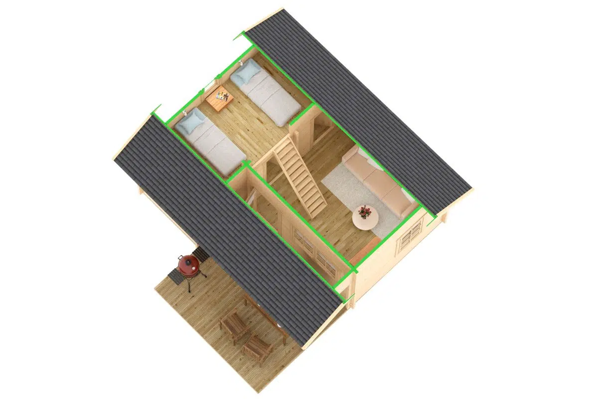 Large garden summer house 6x6m - top view