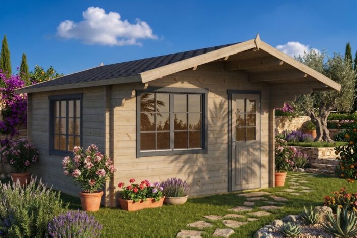 Small summer house with canopy - painted