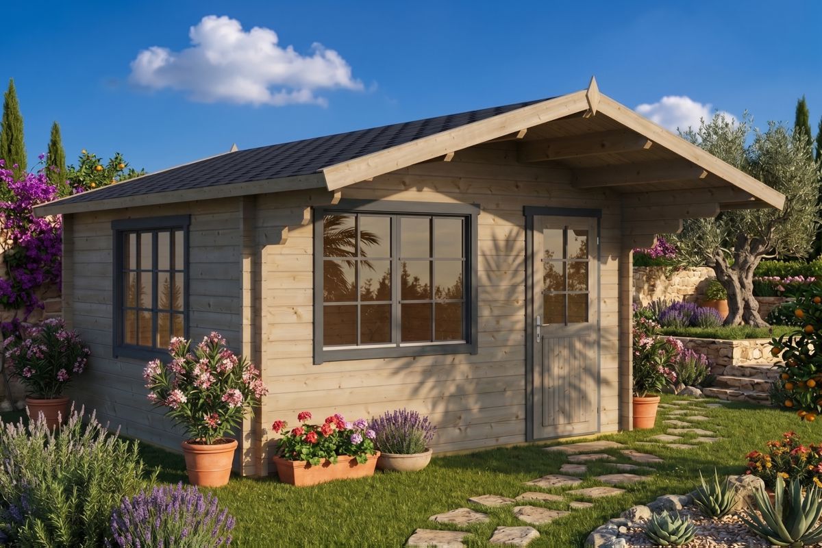 Small summer house with canopy - painted