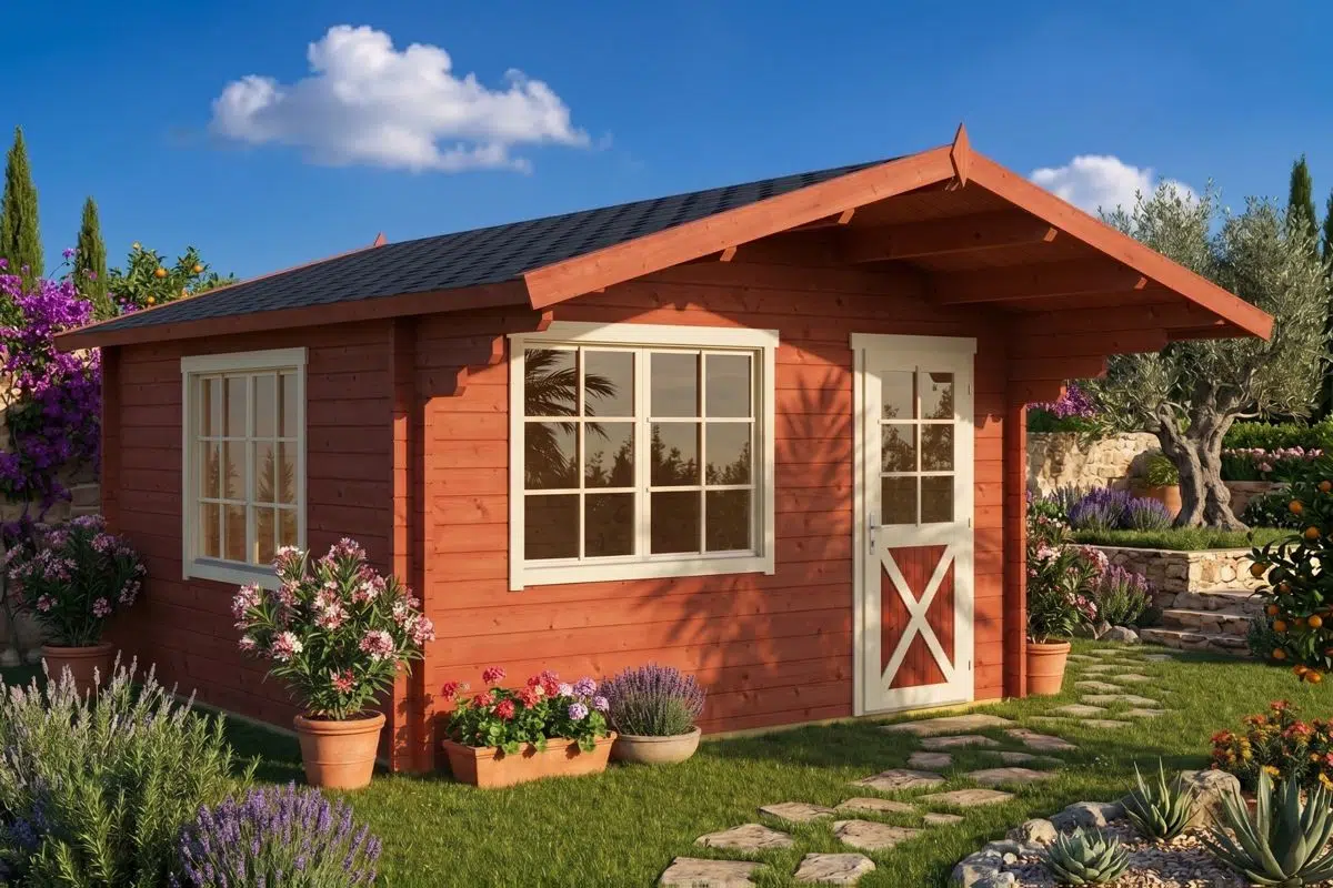 Small summer house with canopy - painted