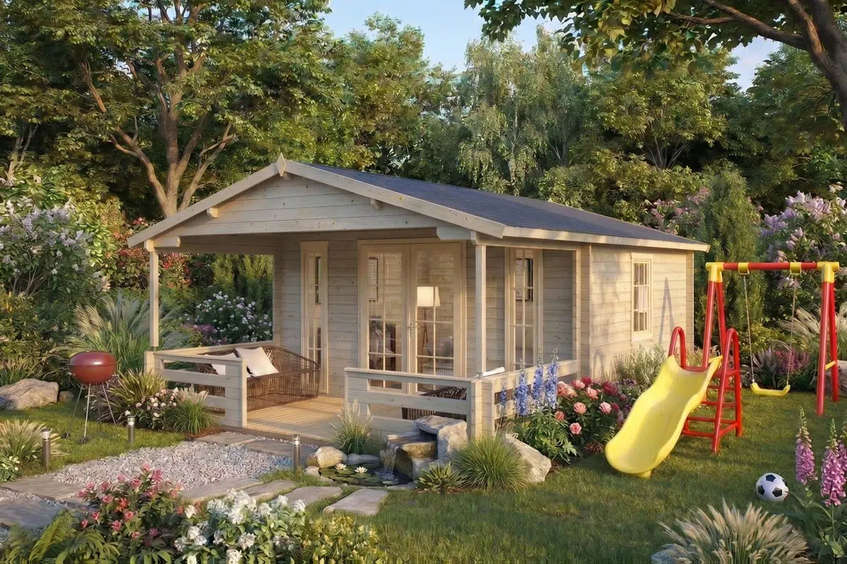 Garden house with veranda - painted