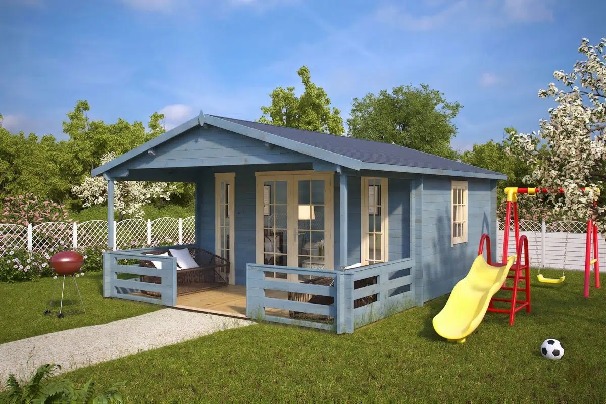 Garden house with veranda - painted