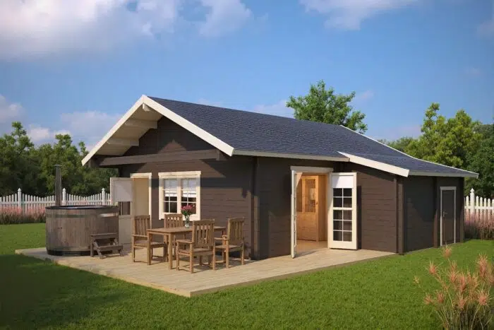 Large garden summer house “Bristol” | 7 × 8 m | G0026 Large garden summer house with big terrace - painted