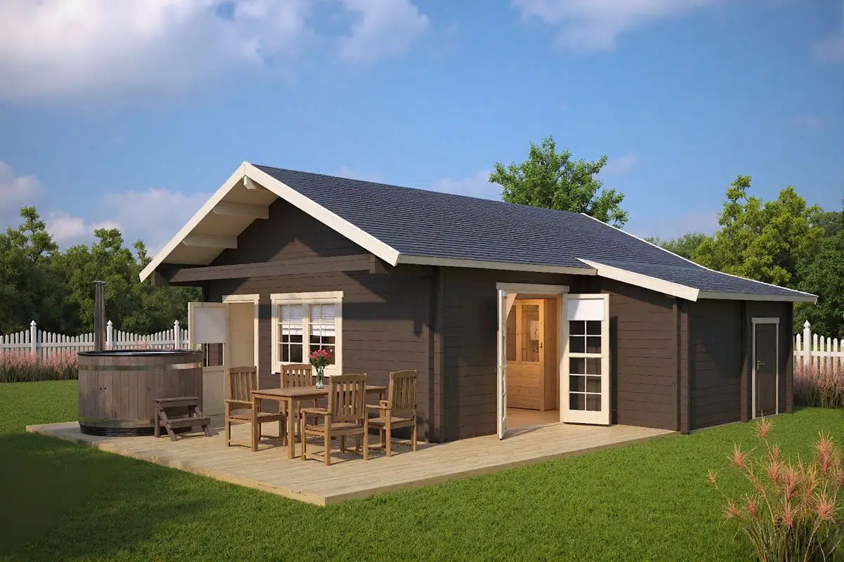 Large garden summer house with big terrace - painted
