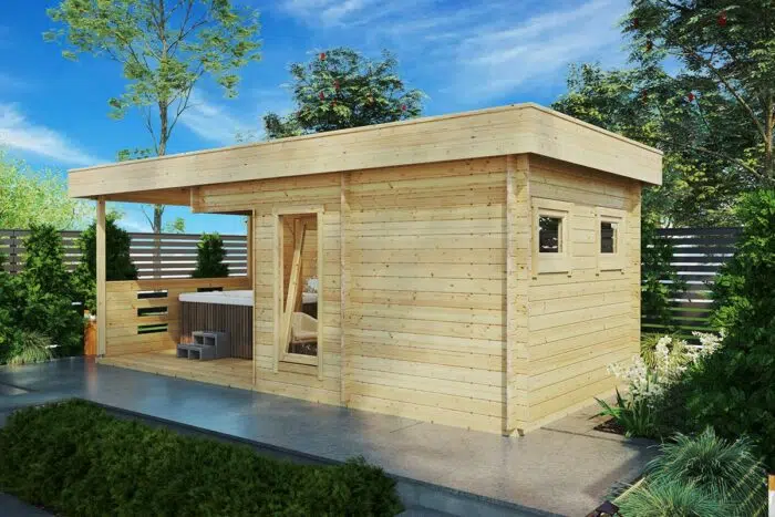 Garden Sauna Cabin Paula 12.5m² | 44mm | 7×3.2 m