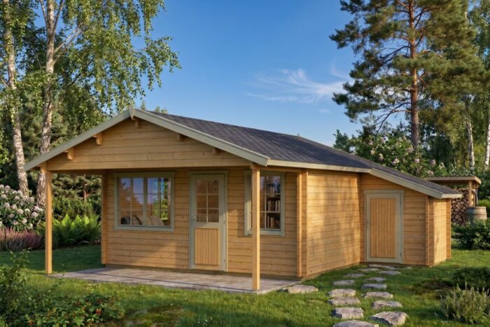 Summer house with side shed "Jan" | G0087 Large summer house with side shed - painted