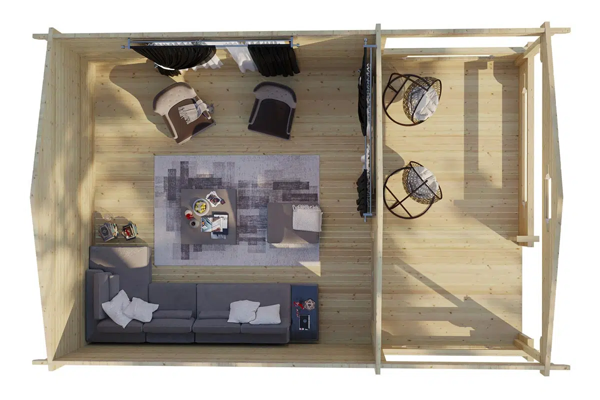 XL summer house with veranda - top view