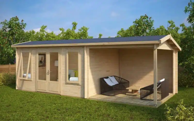 Garden Log Cabin with Veranda Eva D 12m² / 44mm / 3 x 7 m