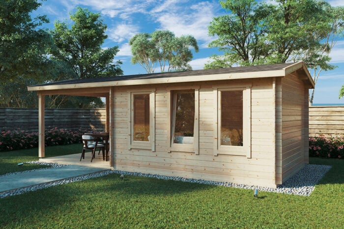 Garden summer house with Veranda Eva E 12m² / 44mm / 3 x 7 m