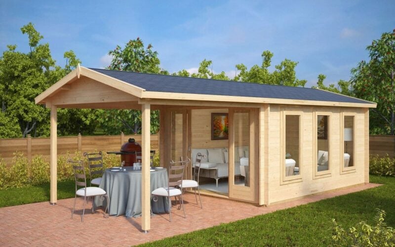 Garden Summer House with Canopy Eva E 12m² | 44mm | 3×4 m