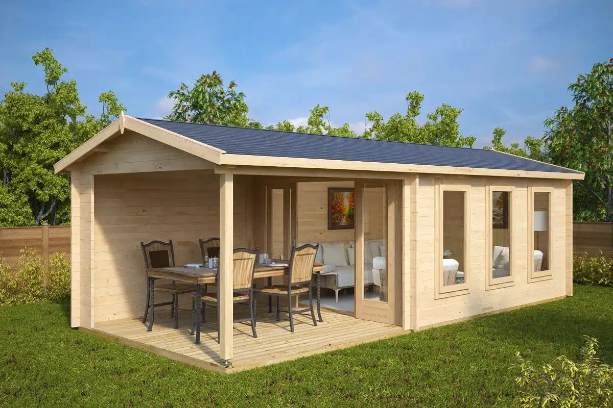 Garden summer house with Veranda Eva E 12m² / 44mm / 3 x 7 m 