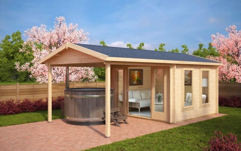 Summer House with Canopy Nora E 9m² | 44mm | 3 x 3 m