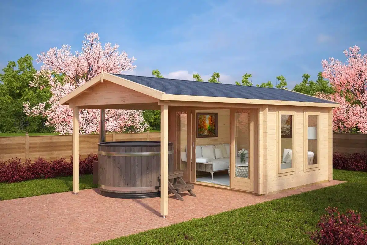 Summer House with Canopy Nora E 9m� / 44mm / 3 x 3 m ...