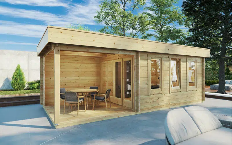 Contemporary Garden Summer House with Veranda Jacob E 12m² | 44mm | 7 x 3 m