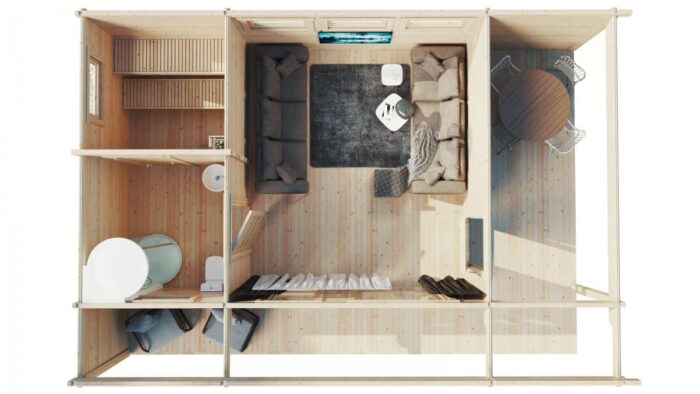 Summer House with Sauna Hansa Lounge XXL 22m² / 70 mm / 8 x 5 m
