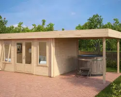 Modern Garden Log Cabin with Canopy Jacob D