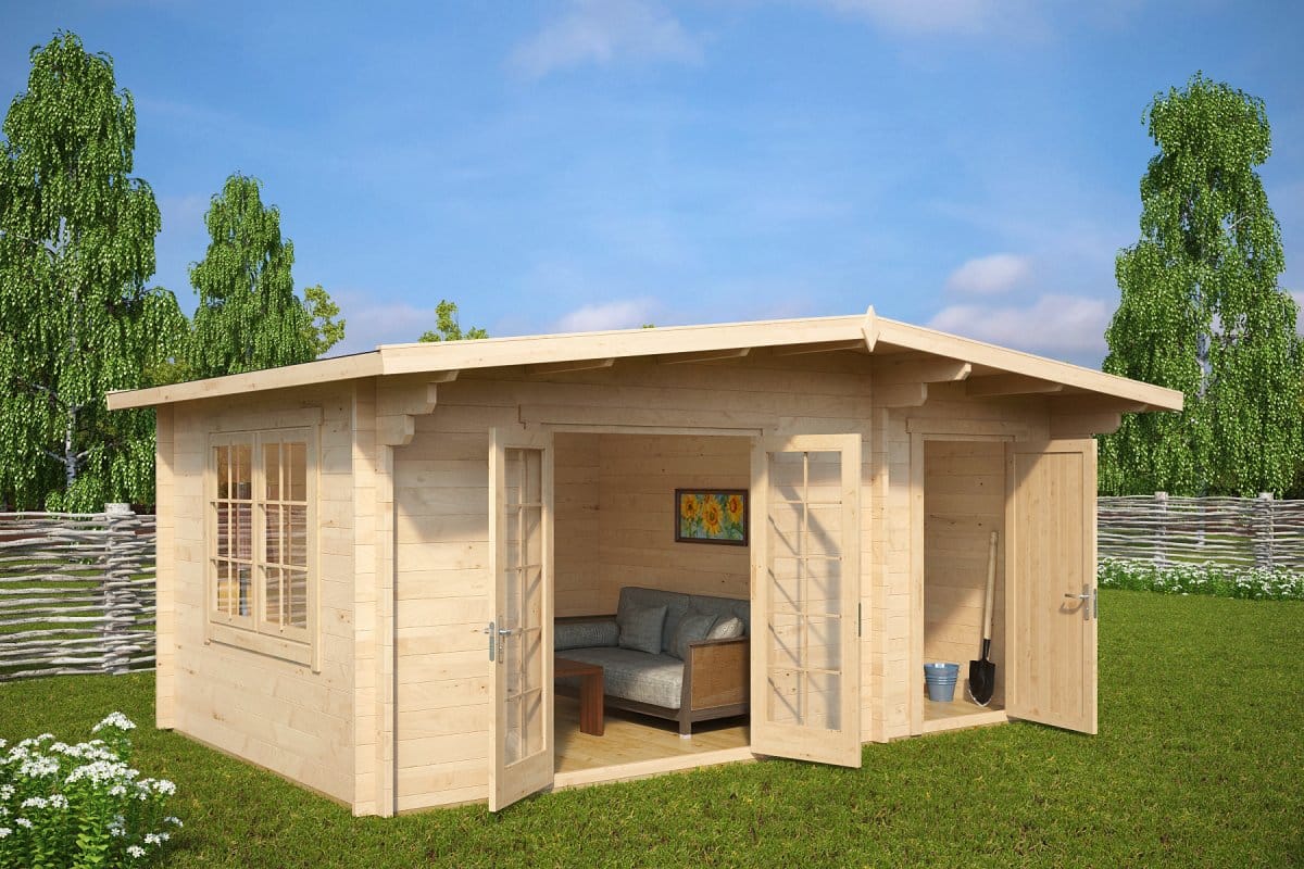 Summer House with Shed Super Otto 15m2 / 44mm / 5 x 3 m ...