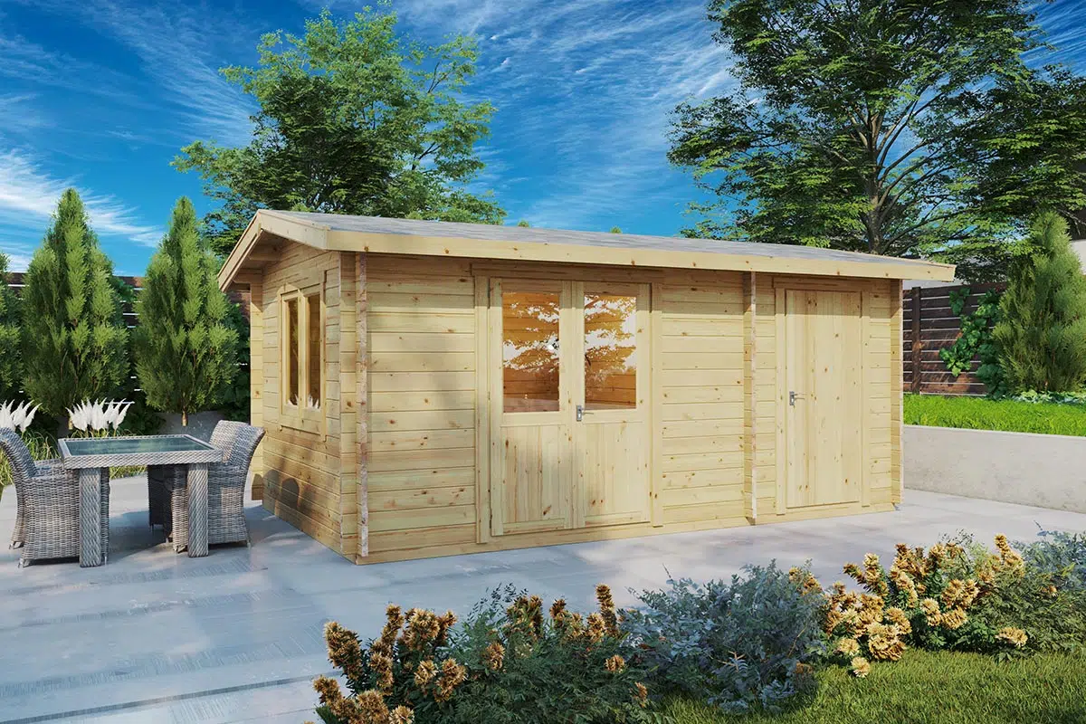 Wooden summer house with side