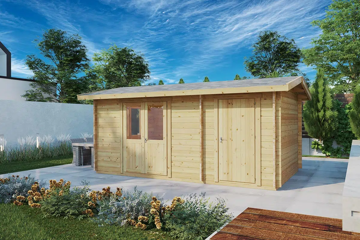 Wooden summer house with side