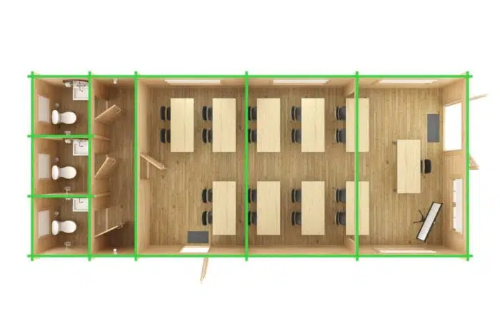 Large Log Cabin- Classroom 60m2 | 70mm | 5×12 m