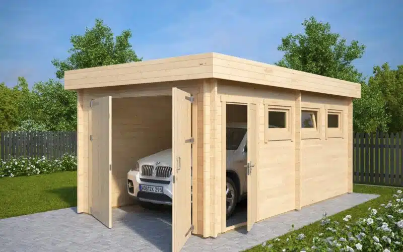Modern Wooden Garage C with Double Doors / 44mm / 3 x 5,5 m