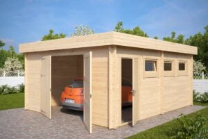 Large Timber Garage D with Double Doors