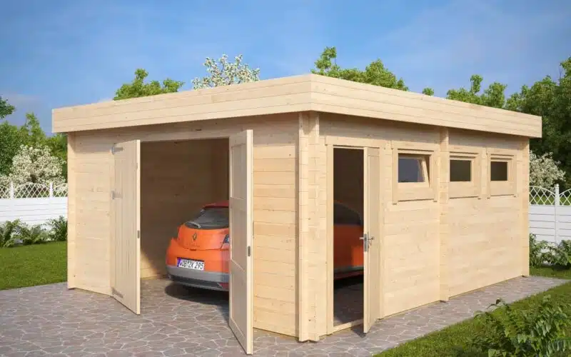 Large Timber Garage D with Double Doors / 44mm / 4,5 x 5,5 m