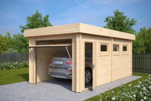 Self Assembly Wooden Garage C with Up and Over Door