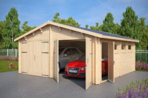 Wooden Double Garage E with Double Doors