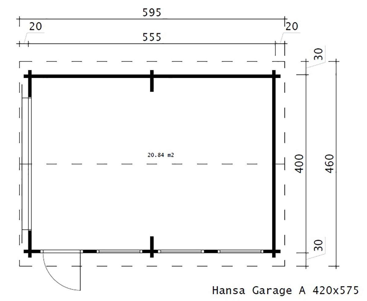 Wooden Garage A with Up and Over Door 70mm 4 x 5.5m