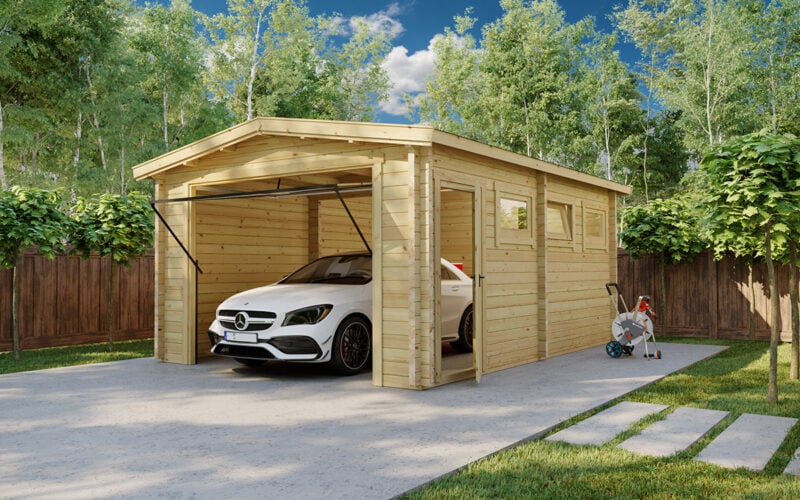 Wooden Garage A with Up and Over Door / 70mm / 4 x 5.5m