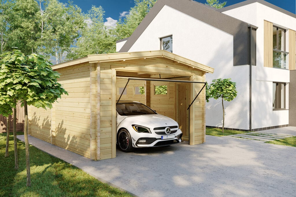 Wooden Garage A with Up and Over Door, 70mm