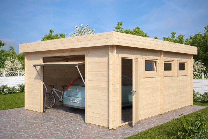 Wooden Garage D with up and over garage door / 70mm / 4,5 x 5,5 m