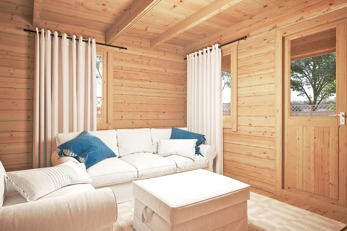 Wooden three bedroom granny annexe or guest house - inside view