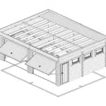 Modern Double Wooden Garage F with Up and Over Doors / 70mm / 6 x 7 m