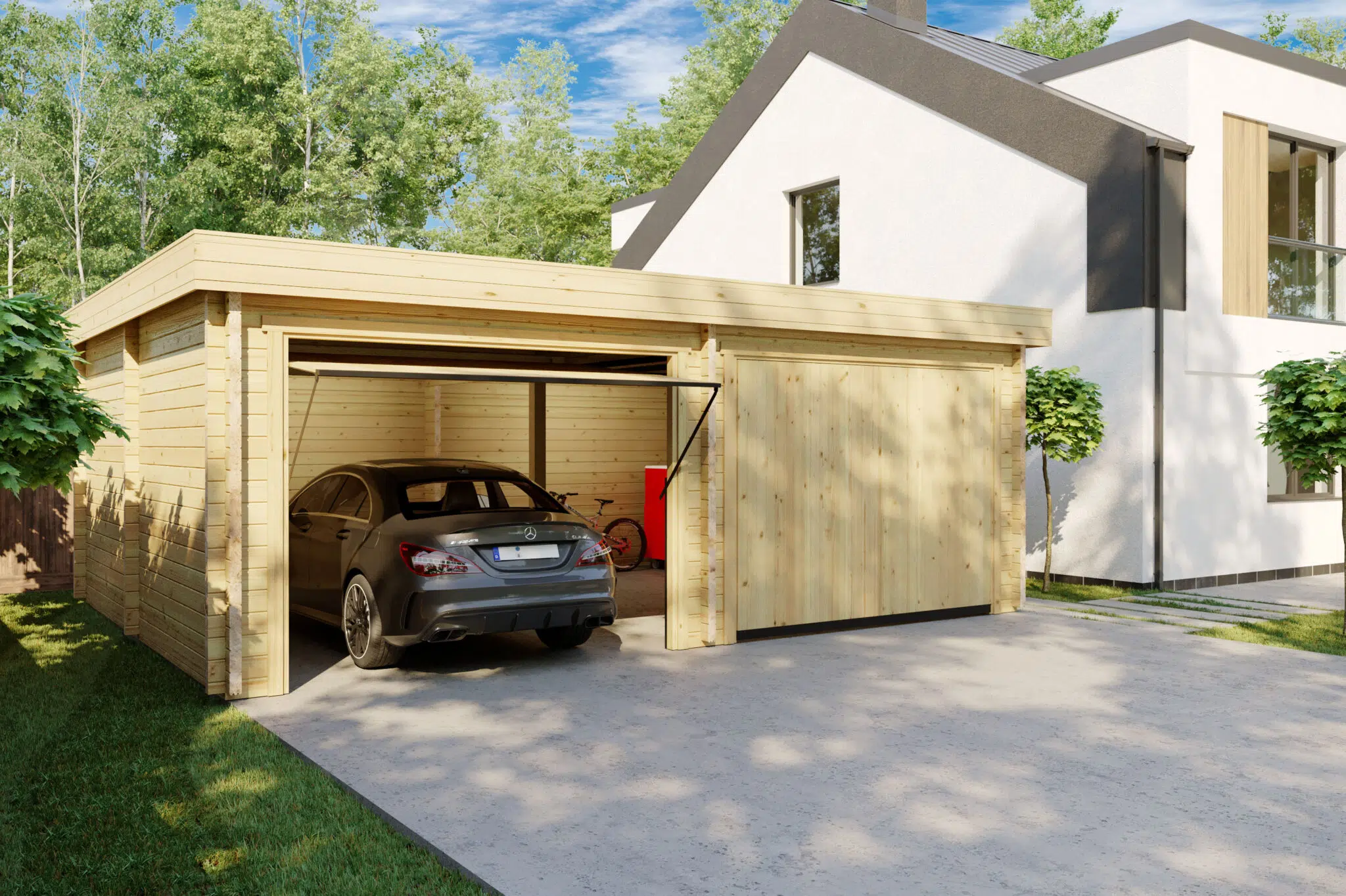Modern Wooden Garage F G0189