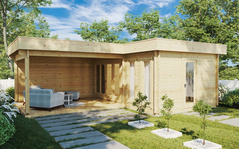 Corner Summer House with Large Veranda Hansa A 18m² | 44mm | 6 x 3 m
