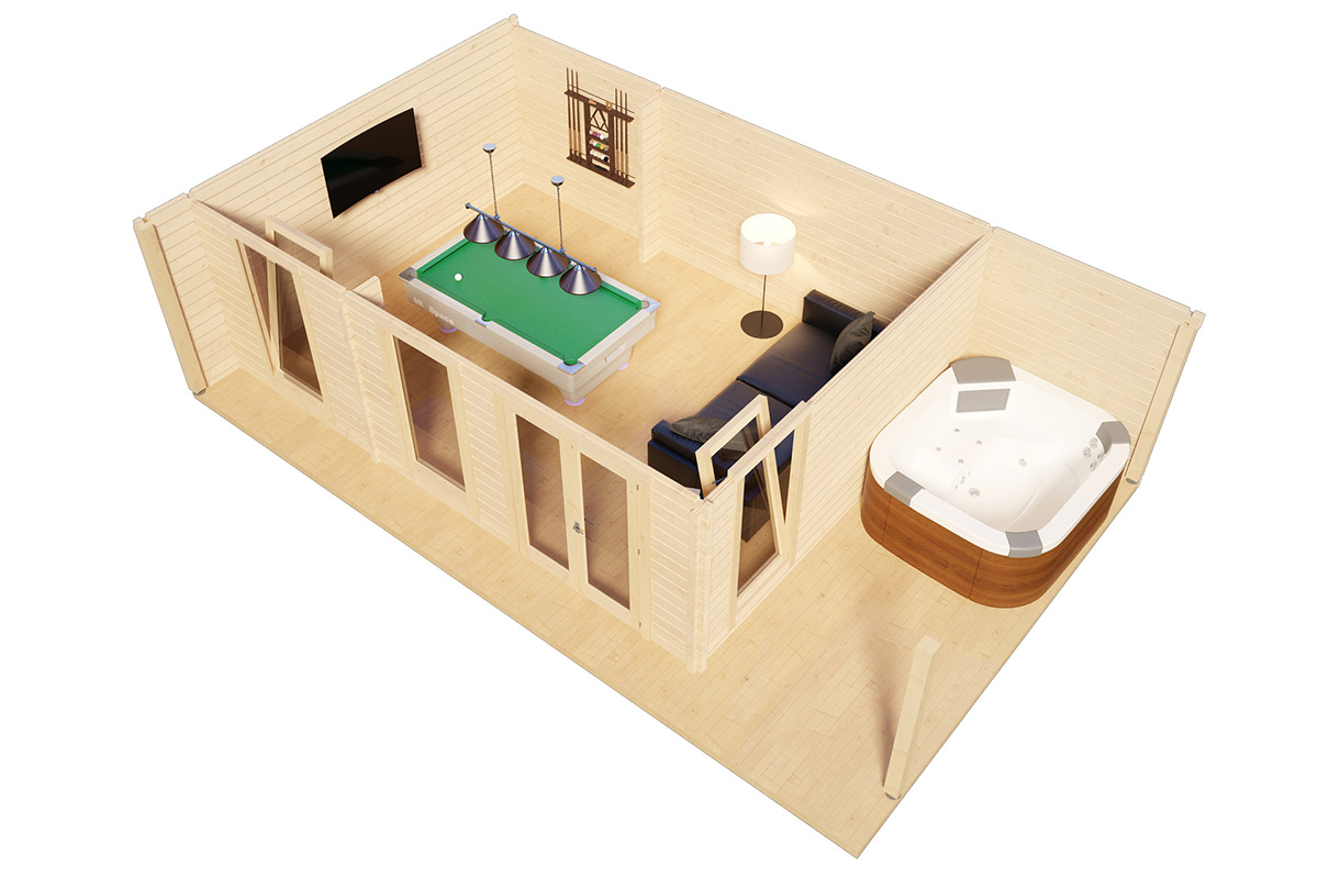 Large Garden Room The Hansa Lounge XXL Pool Edition 24m2 58mm 8 x 5 m