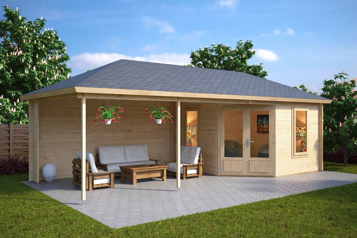 Garden Room Sophia with Veranda 10m² / 44mm / 3,5 x 8 m ...