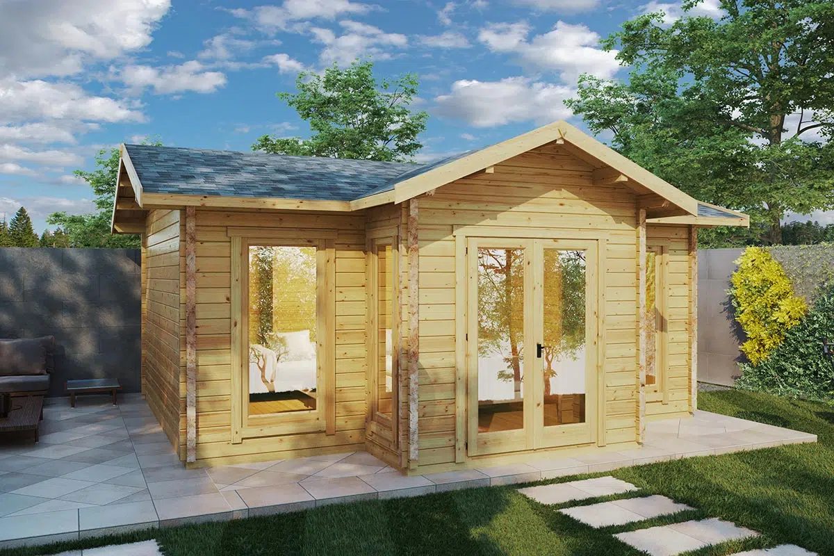 Garden log cabin front view