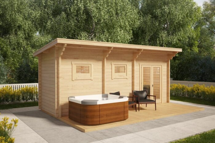 Sauna Cabin with Terrace Oliver II 11m2 / 70mm / 6 x 2 m