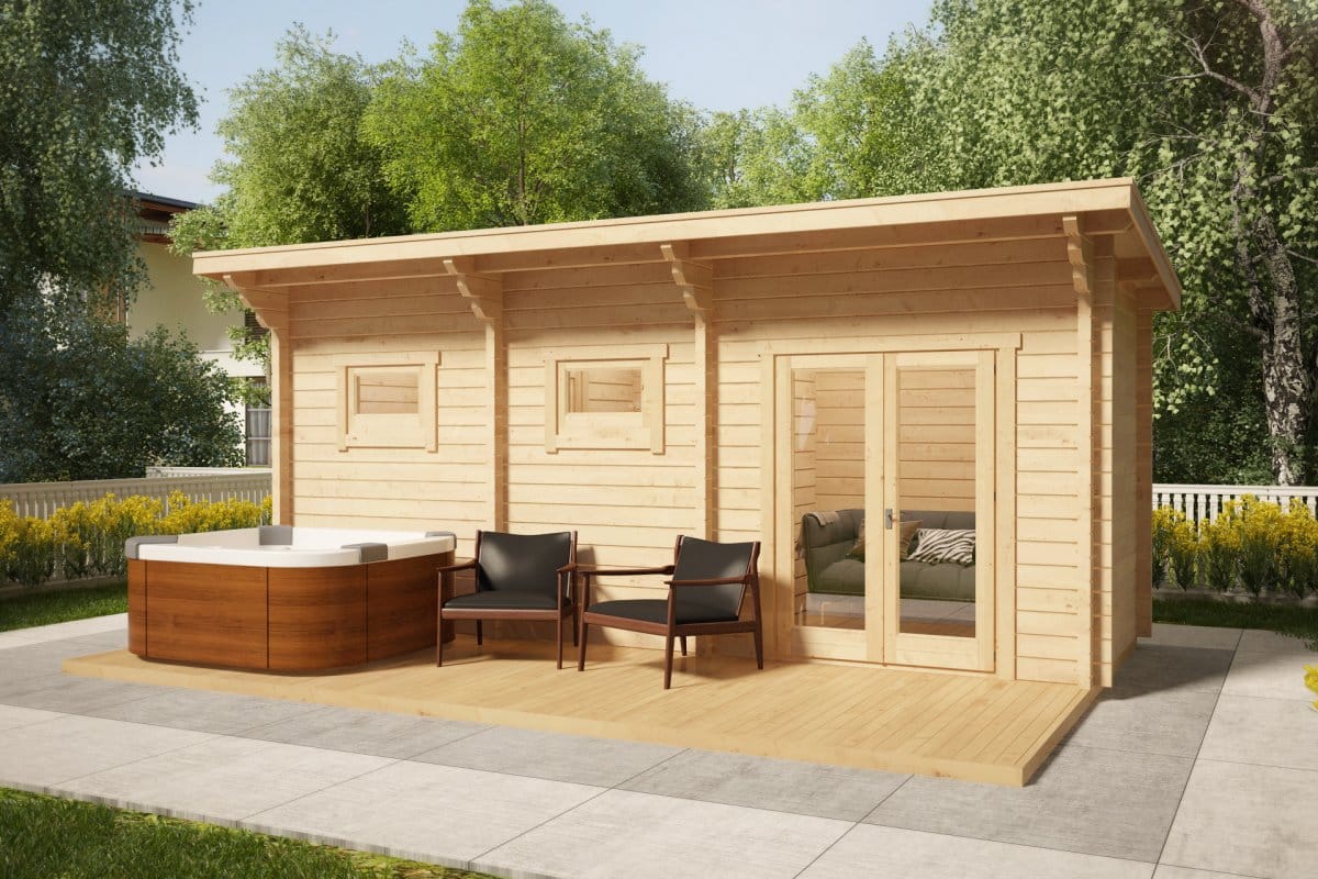Sauna Cabin with Terrace Oliver II 11m2 / 70mm / 6 x 2 m - Summer House 24
